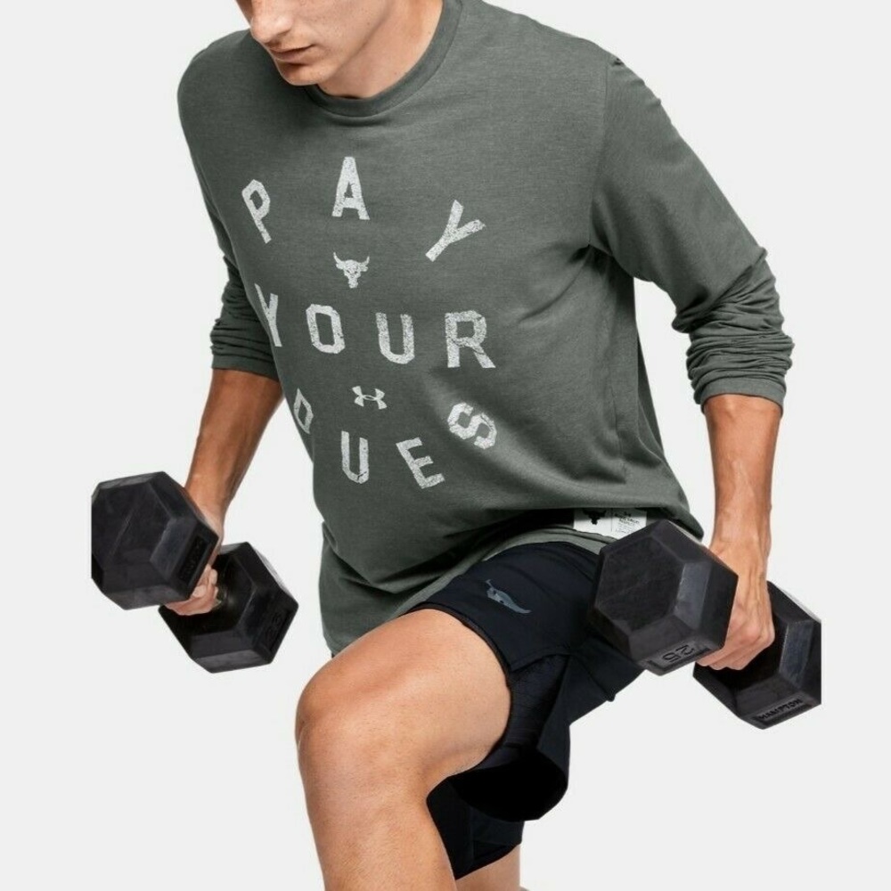 🌿SALE🌿 Project Rock Under Armour Pay Your Dues Long Sleev Size 1346100 012 - Picture 1 of 6